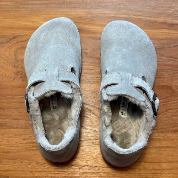Birkenstock London Shearling in Suede, Whale Gray, US Women's 9-9.5, EU 40 - Picture 5 of 9